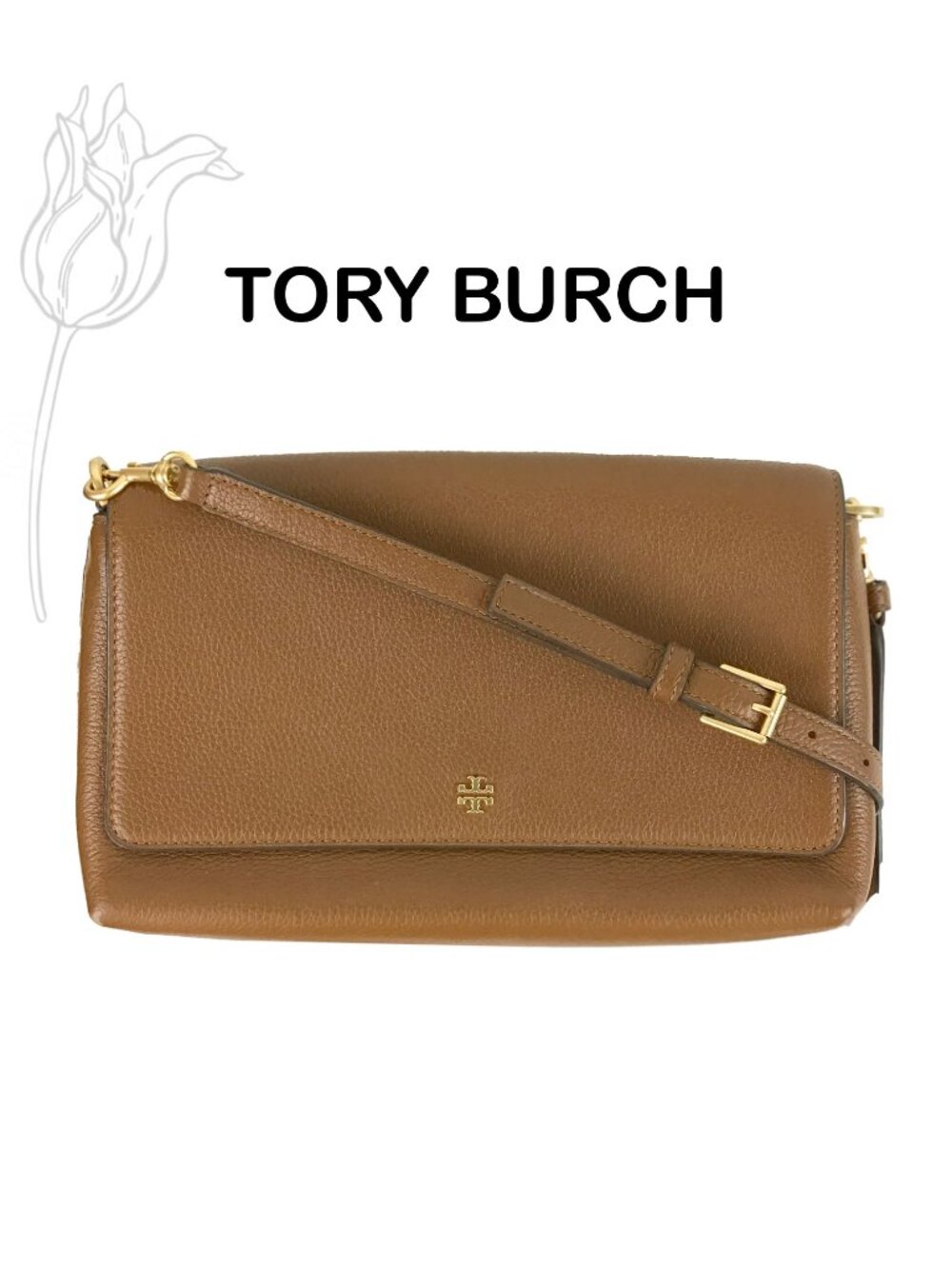 Tory Burch Emerson Chain Wallet Leather Crossbody in Moose
